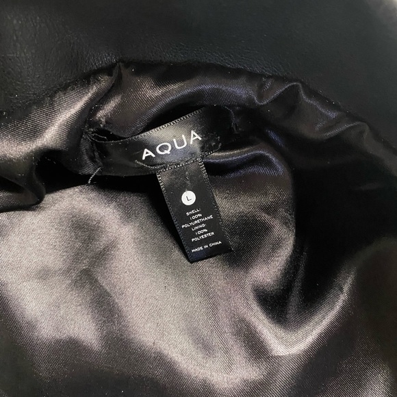 NWOT AQUA FAUX LEATHER PUFF SLEEVE JACKET BLOOMINGDALE EXCLUSIVE SZ LARGE - Picture 8 of 11